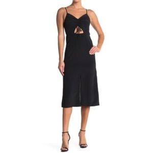 Women’s 2 TOPSHOP Molly Black Front Cutout Ruched Midi Dress NWT